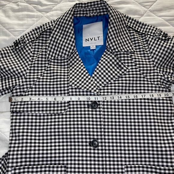 NVLT Black White Gingham Check Utility Rain Trench Coat Size M - Picture 4 of 14